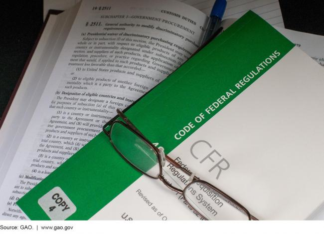 A photo of the Code of Federal Regulations and a pair of reading glasses.