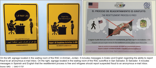 Photographs of antifraud signs that State requires all RSCs to post.