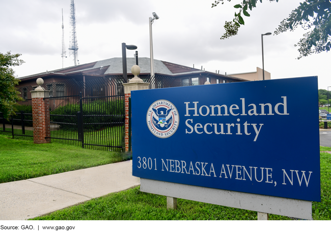 Homeland Security sign and building