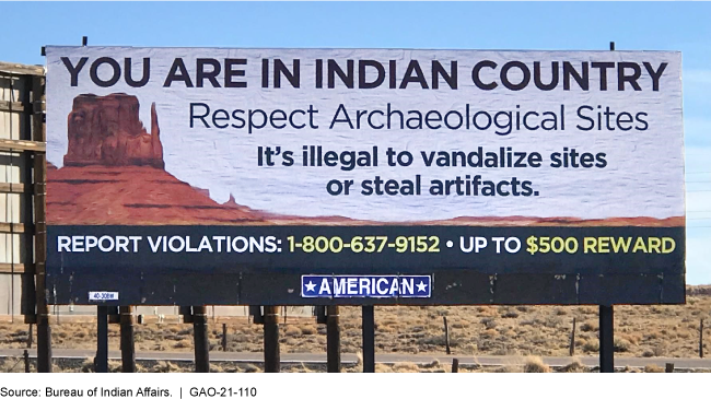 Billboard on respecting archeological sites on Native American territory