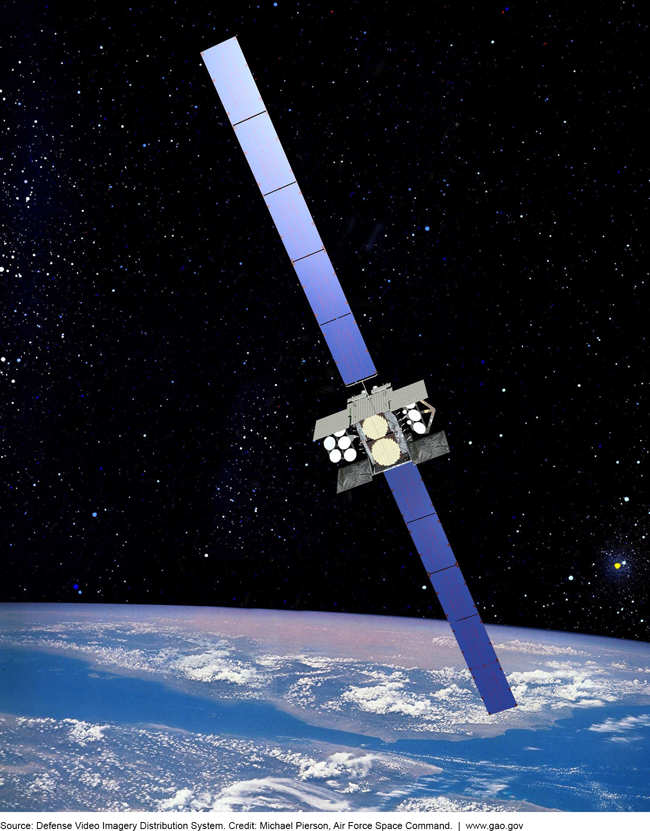 Rendering of a satellite in orbit