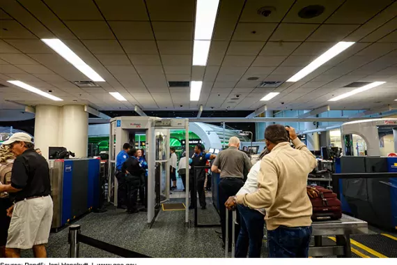 Photo of TSA security check point.