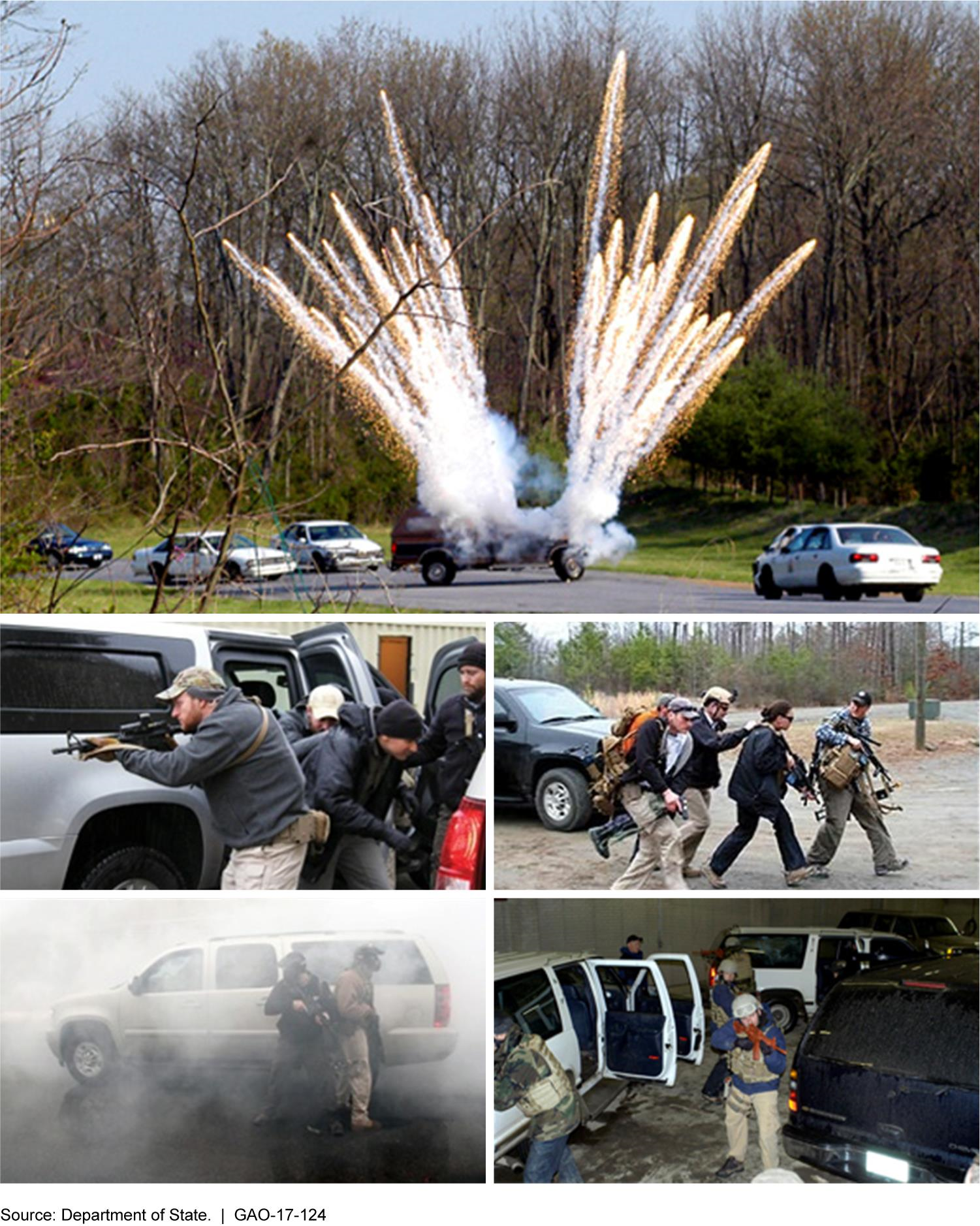 Photos of diplomatic security agents in various training exercises