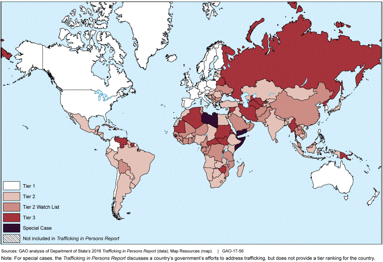 World map showing countries color coded by tier in State's 