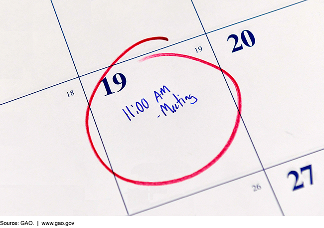 Calendar with meeting time circled