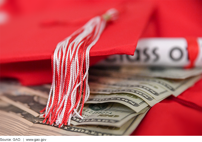 A cap and gown with cash