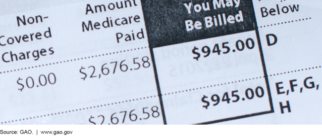 Photo showing example of amount beneficiary may be billed for Medicare services. 
