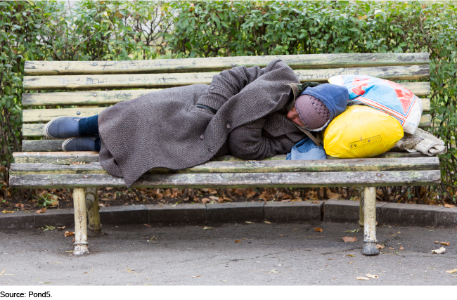 man sleeping on bench