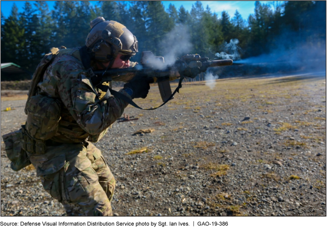 A soldier firing a long gun