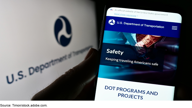 Picture of a Department of Transportation webpage on a phone. 