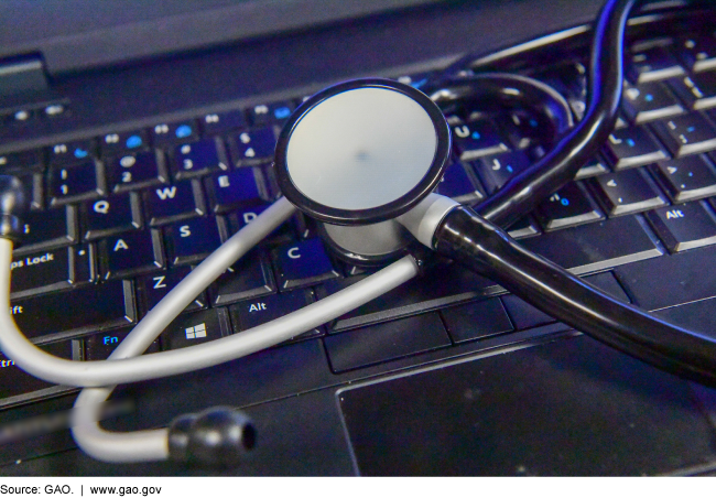 A stethoscope on a laptop keyboard 