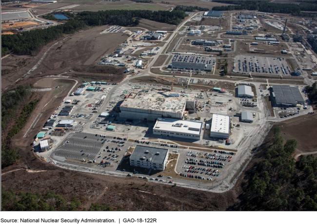 Photo of MOX facility construction site and buildings