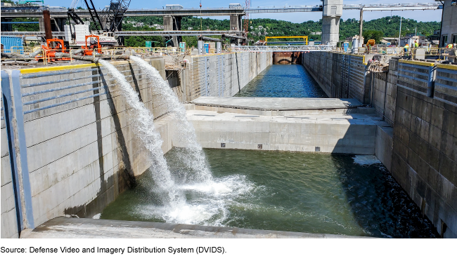 An image of construction along a waterway, 