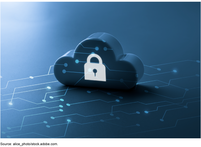 A computerized image of different connecting dots that mimic internal processing routes, with a 3D image of a cloud on top.