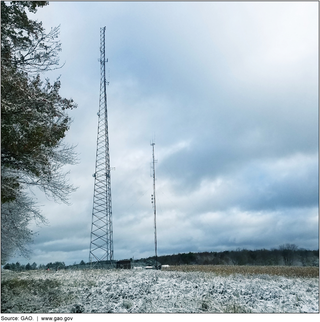 A cell tower in a snowy field