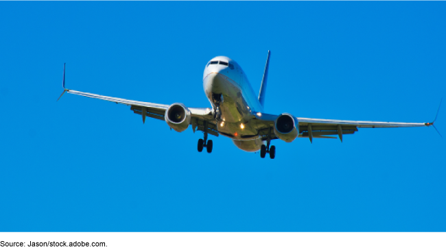 commercial plane in flight