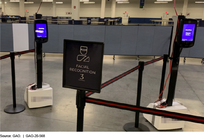 facial recognition sign at seaport