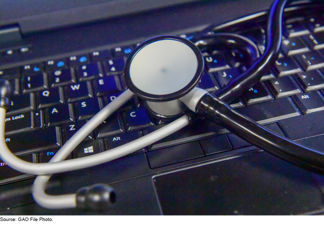 stethoscope on a laptop keyboard