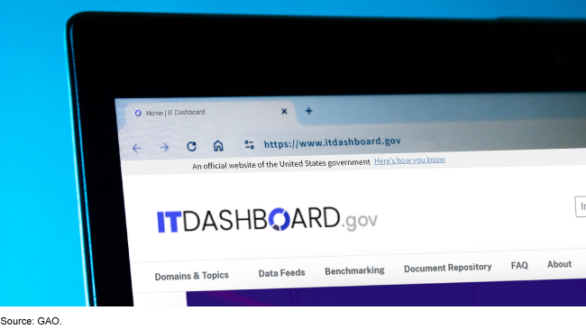 A computer showing the ITdashboard.gov website A computer showing the ITdashboard.gov website