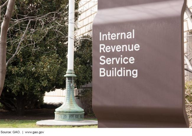 Placard showing where the Internal Revenue Service Building is in Washington, D.C.