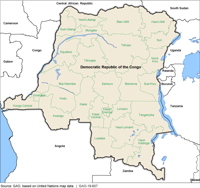 Map of the Democratic Republic of the Congo