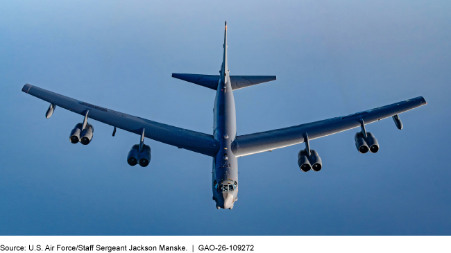A B52 aircraft in flight A B52 aircraft in flight