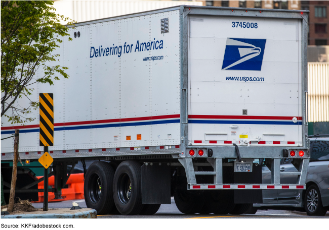 A USPS truck trailer
