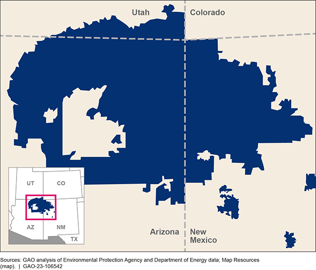A map of the Navajo Nation Reservation. 