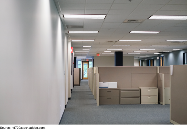 Office area with empty cubicles.