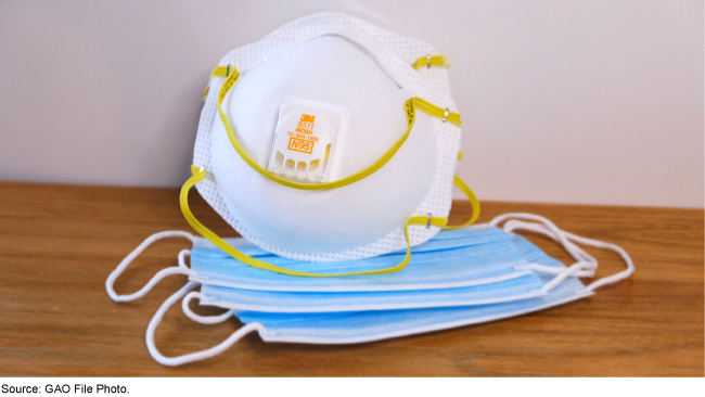 An N95 mask on top of a few surgical masks.