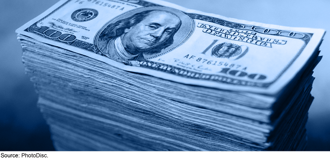 U.S. currency in denominations of $100 bills.