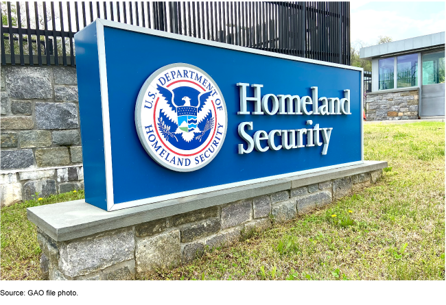 Sign in front of building that reads Homeland Security Sign in front of building that reads Homeland Security