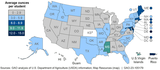 Average Quantity of Seafood That USDA Purchased per Student Participating in the National School Lunch Program by State per Fiscal Year, 2014 through 2019