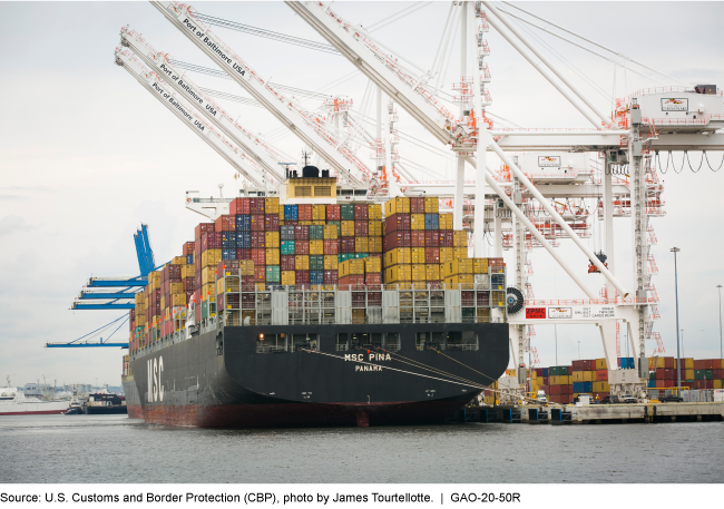 Container ship at port