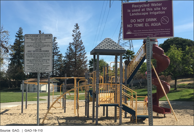 Photo of a park irrigated with reused (recycled) water.