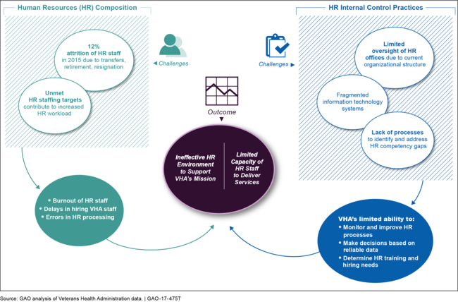 A graphic showing VHA's HR composition and internal control challenges.