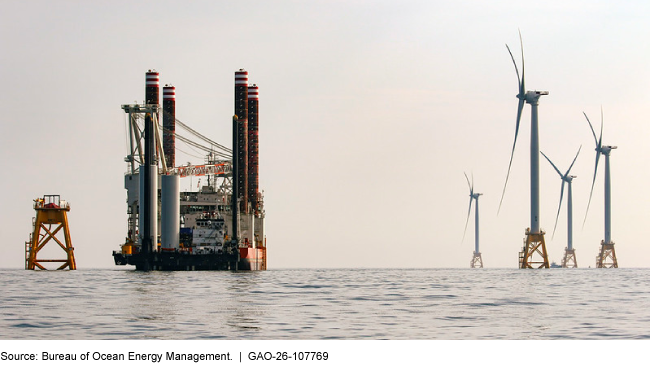 An installation vessel installing turbines in the water at a U.S. offshore wind project. An installation vessel installing turbines in the water at a U.S. offshore wind project.