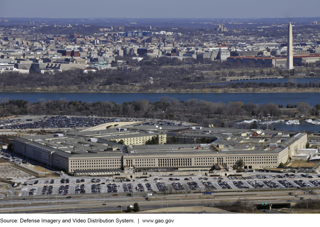 An aerial photo of the Pentagon