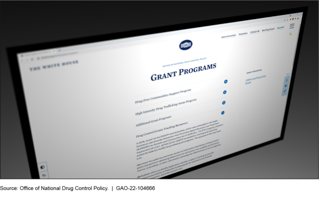Office of National Drug Control Policy Website with Drug Control Grant Resources