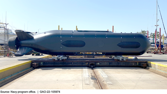 robotic submarine docked at a shipyard