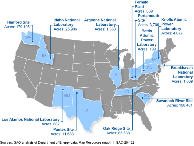 Map showing locations in WA, ID, NM, TX, IL, TN, OH, NY, PA, and SC