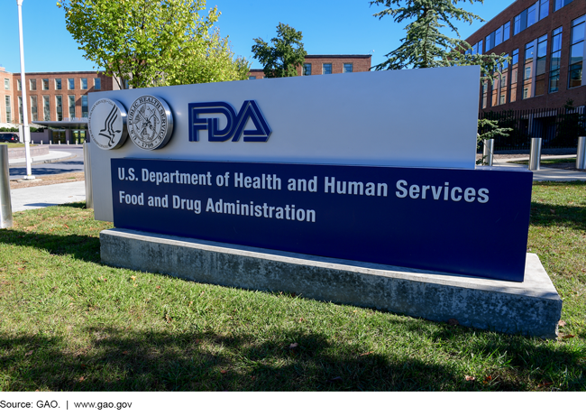 Photo of an FDA sign marking headquarters.
