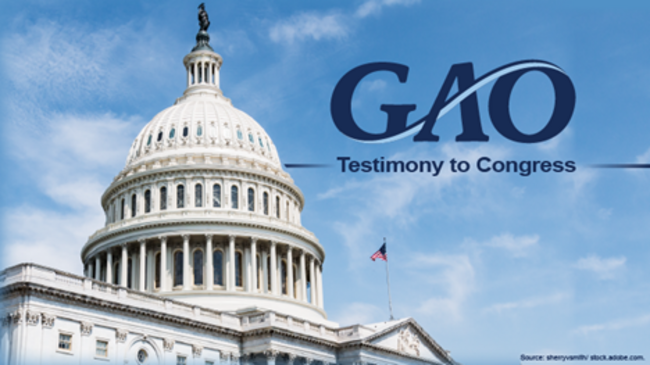 Picture of capitol hill with the words GAO Testimony to Congress
