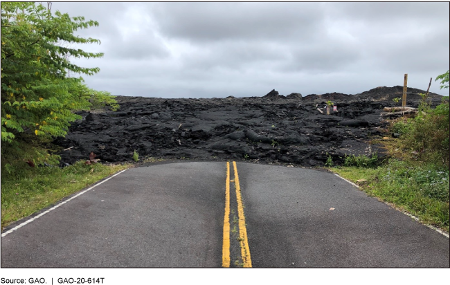 Road blocked by lava