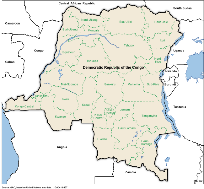 This is a map of the Democratic Republic of Congo.