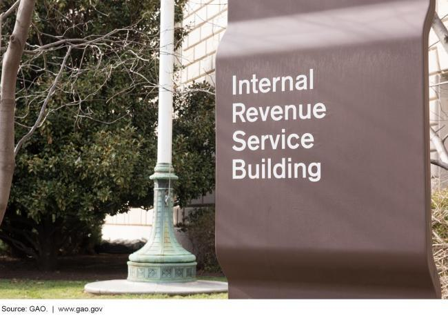 The sign outside of the Internal Revenue Service building.
