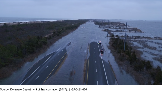 Water covering a road