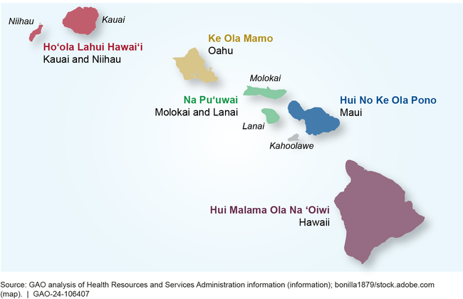 Map of the Native Hawaiian Health Care Systems