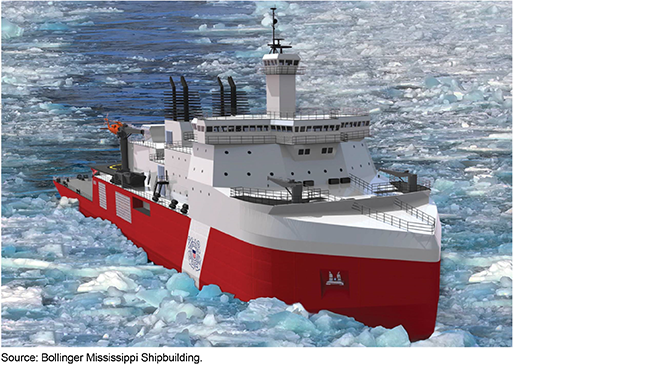 Illustration of a ship sailing through icy water