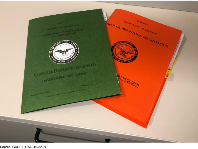 Two DOD appointment packages: one for original appointment and one for promotion.